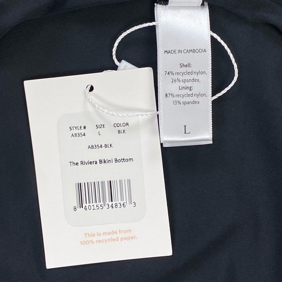 Andie Swim Black Bikini Hipster Bottom The Riviera Belted Size L Swimwear NWT - Picture 8 of 9